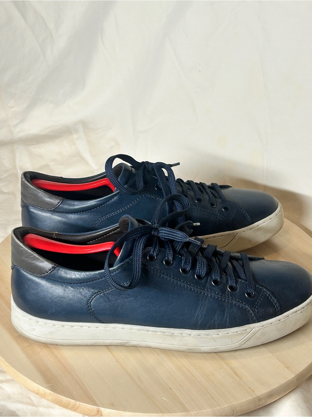 Bruno Magli Westy Men’s Blue Leather Lace-Up Sneakers Round Toe US 9 M
